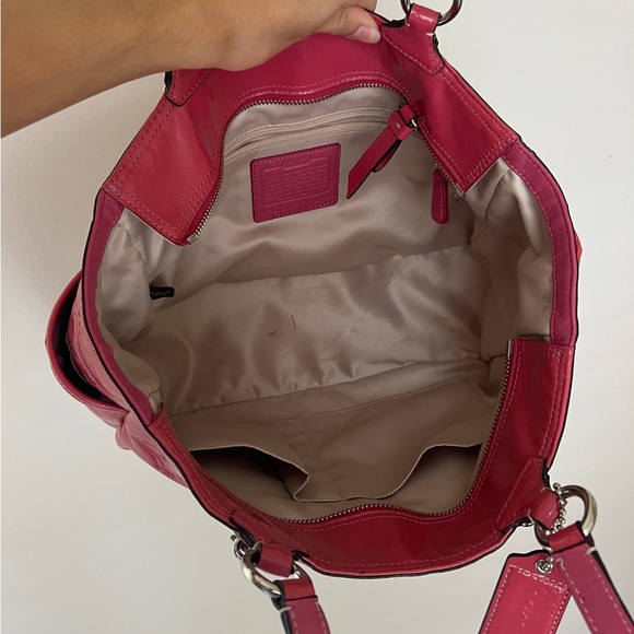 Coach Embossed Leather Gallery Tote Dark Rose Pink - Picture 3 of 5